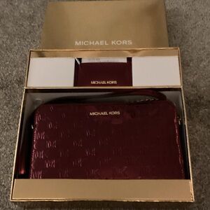 Michael Kors Wine Red metallic Embossed crossbody